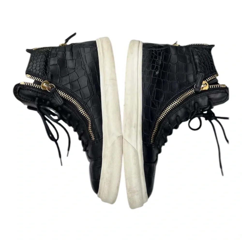 Giuseppe Zanotti Woman Croc Embossed Black Sneakers Size 7 High Top